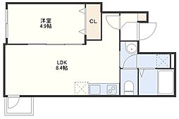 (仮称)平野町FマンションB 1LDKの間取図画像