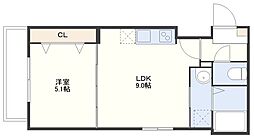 (仮称)平野町FマンションB 1LDKの間取図画像