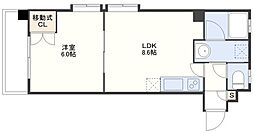 クレール天神 1LDKの間取図画像