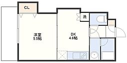 メディカルモール元船 1DKの間取図画像