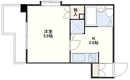 クレベール大井手 1Kの間取図画像