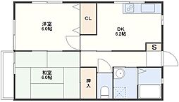 グリーンコーポ根岸II 2階2DKの間取り