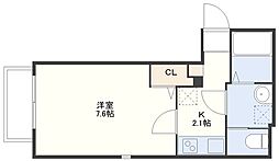 Deux・Courage 5階1Kの間取り