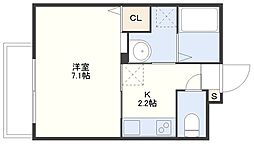 Deux・Courage 5階1Kの間取り