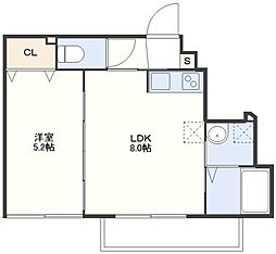 クラージュ岩見 5階1LDKの間取り