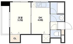エーデルワイス滑石 4階1DKの間取り