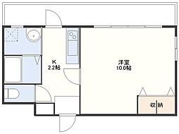 グレースコート大橋 1Kの間取図画像