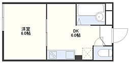 アベニューオレンジハウス 1DKの間取図画像