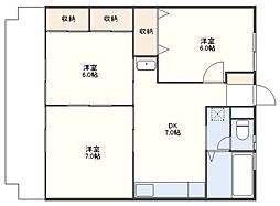 アベニュー島田P1 3DKの間取図画像