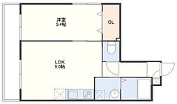 プレジデント滑石通り 1LDKの間取図画像