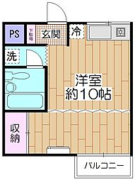 フェアリーヒルズ草加 3階ワンルームの間取り