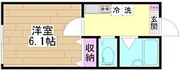 G.Flap2 1Kの間取図画像