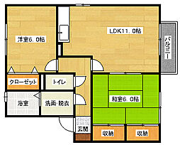 セジュール行友II 2階2LDKの間取り