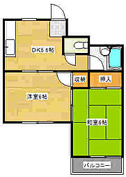 椿本ビル 3階2DKの間取り