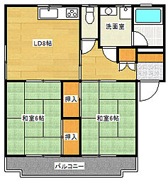 高橋第一ビル 3階2LDKの間取り