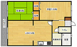 メゾン沖田 1階2LDKの間取り