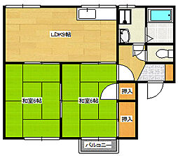グリーンハイム 1階2LDKの間取り