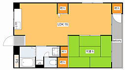 小川マンション 3階1LDKの間取り