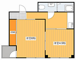 KYOUBUN BLD 4階2DKの間取り