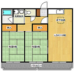 第2しづマンション 1階2LDKの間取り