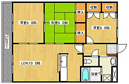 フォレストハイムD 3階3LDKの間取り