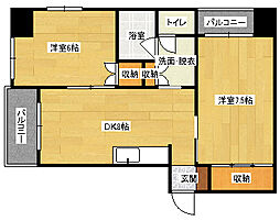 グリーンハイツ多田 5階2DKの間取り