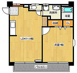 グレイスビル 3階1LDKの間取り