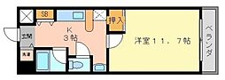 M6BLDG 3階1Kの間取り