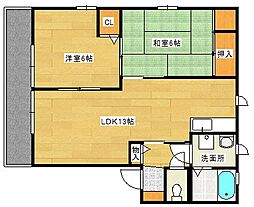 アンシャンテ戸坂 1階2LDKの間取り