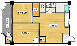 日吉コーポ 2階2DKの間取り