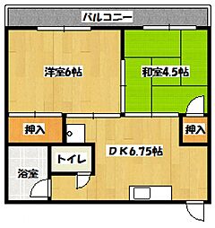 ミトビル 4階2DKの間取り