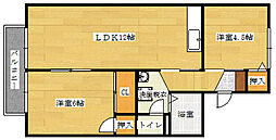 エコーハイツ　B棟 1階2LDKの間取り