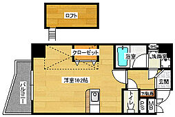 グランドポレストーネ金屋 2階ワンルームの間取り