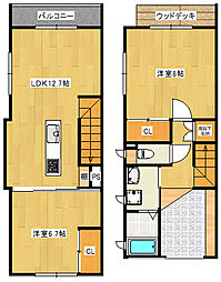 メイプルコート大河 1階2LDKの間取り