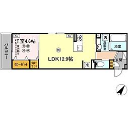 campanella高須 3階1LDKの間取り