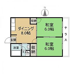 ニューグリーンハウス 1階2DKの間取り