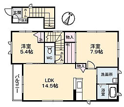 シャーメゾンN 2階2LDKの間取り