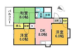 松田マンション 2階3DKの間取り