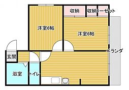 中本ビル 4階2LDKの間取り