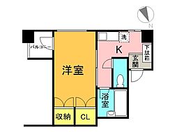 メゾン小町 3階1Kの間取り