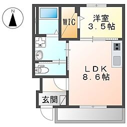 コンフォルト西風 1階1LDKの間取り