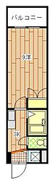 アーバンネクスト 4階1Kの間取り