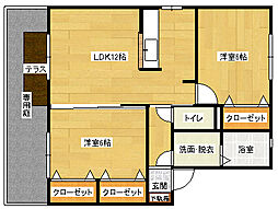 メゾン四季壱番館 1階2LDKの間取り