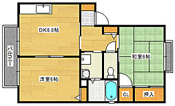 フレサリア　A棟 1階2DKの間取り