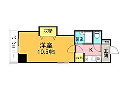 ハウスエーヌ西十日市 3階1Kの間取り