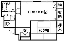 本山ビル 6階1LDKの間取り
