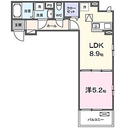 ベル石井城II 1階1LDKの間取り