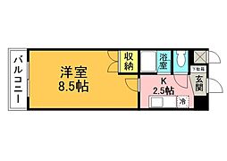 フェニックスマンション 4階1Kの間取り