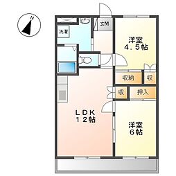 ロイヤルタムラさくら館 1階2LDKの間取り