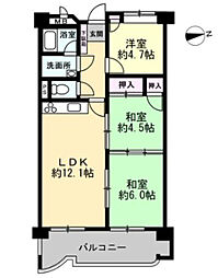べルコート古江 2階3LDKの間取り